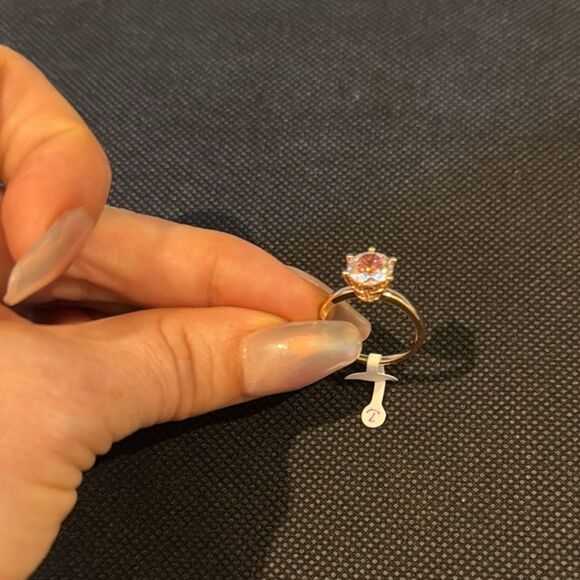 14K Gold Plated RoseGold Diamond Iridescent Ring - Picture 4 of 8